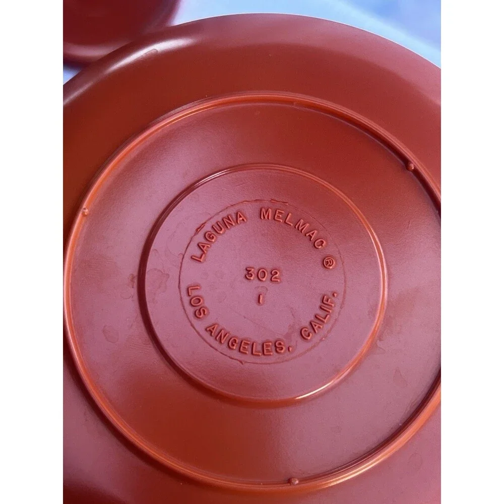 Vintage Laguna Melmac Set of 6 Saucers 5.5” Burnt Orange Rust #302 MCM USA